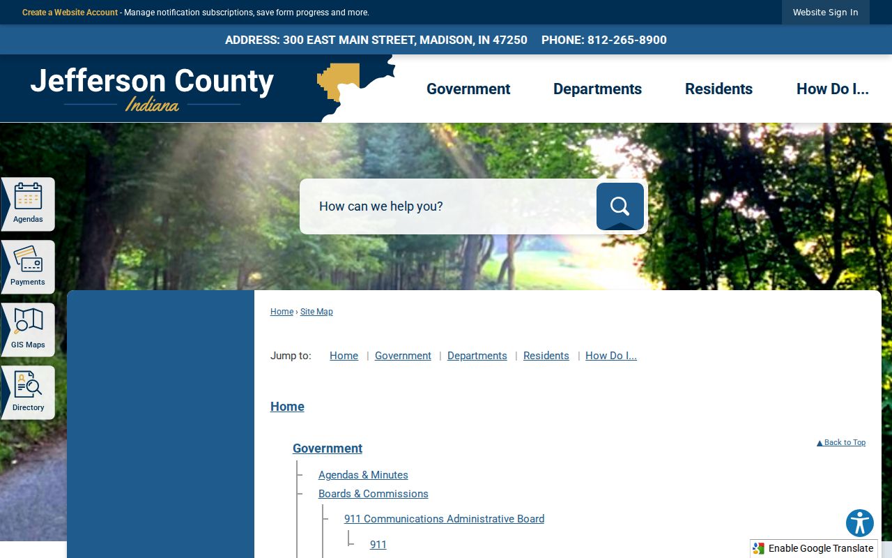 Jefferson County official sitemap reviewed for a most wanted list